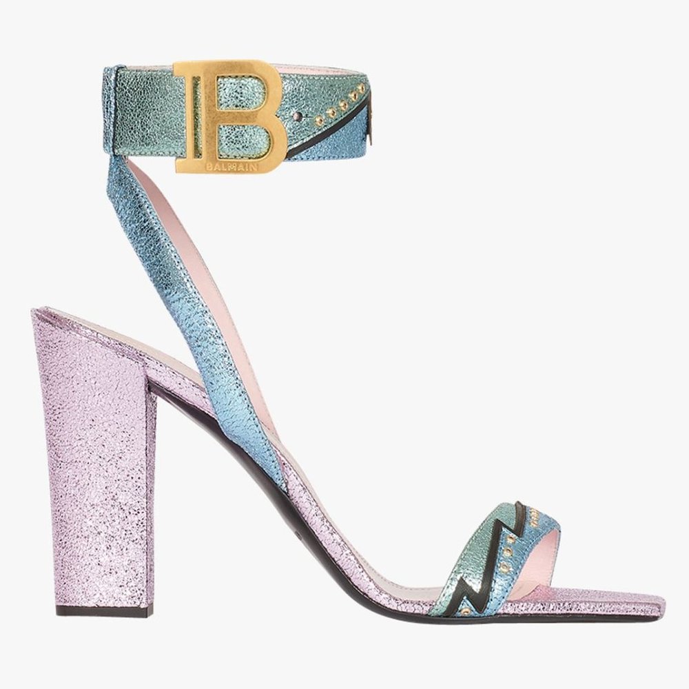 Balmain Paris Stella Sandals Multicolor Metallic Leather